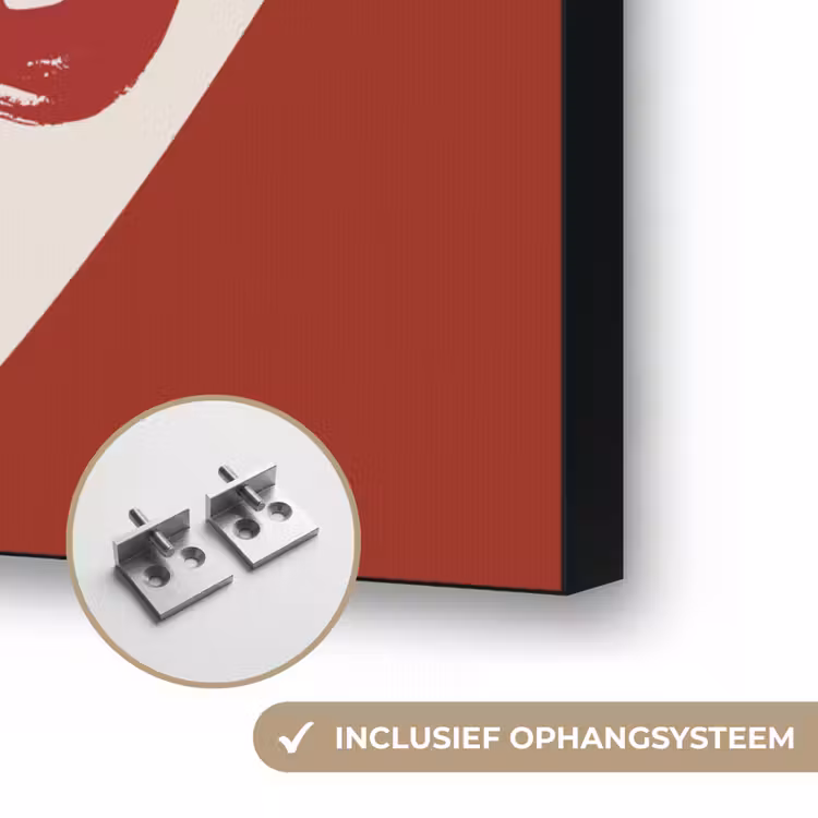 Lucky - Hart - Rood Textielframe zwart klein -USP_ophangsysteemNL