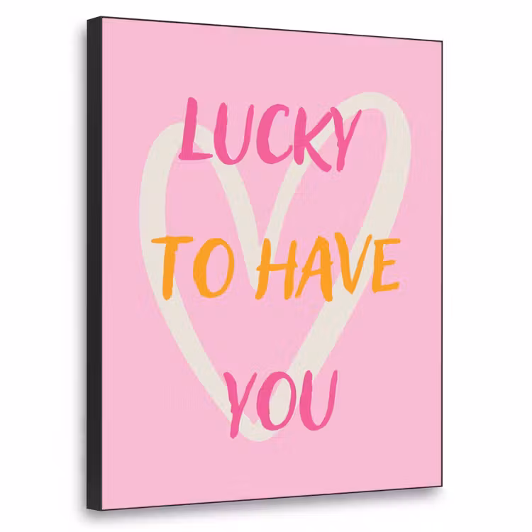Lucky - Love - Valentijn - Roze Textielframe zwart klein -3d
