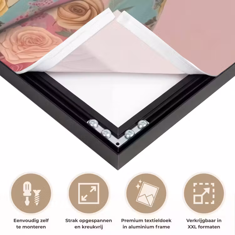 Luiaard - Bloemenprint - Bril - Roze Textielframe zwart klein -USP_feed_closeupNL