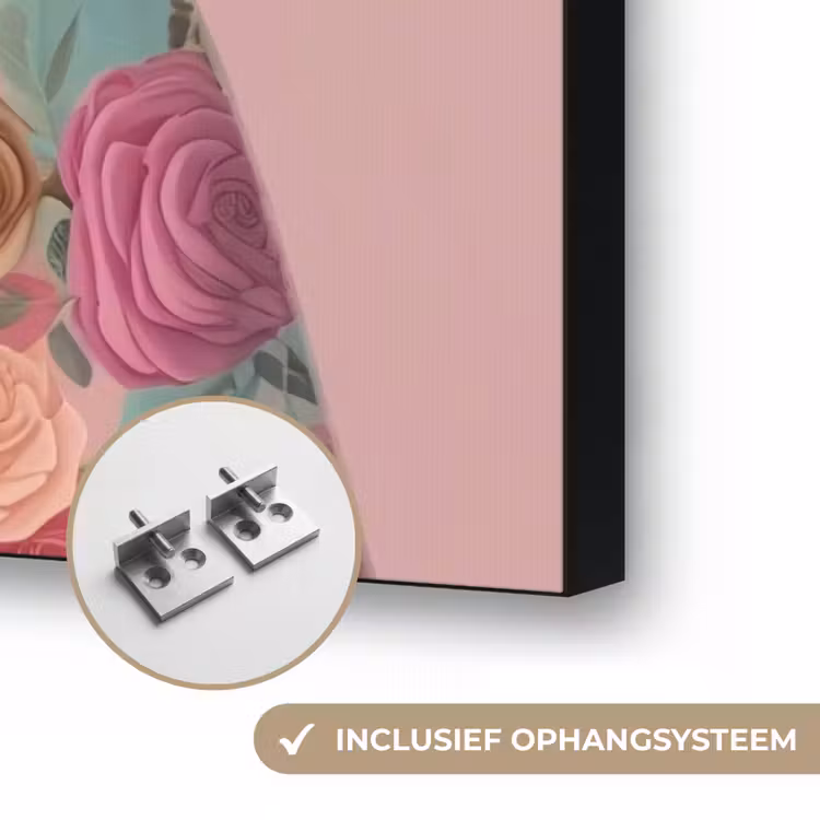 Luiaard - Bloemenprint - Bril - Roze Textielframe zwart klein -USP_ophangsysteemNL