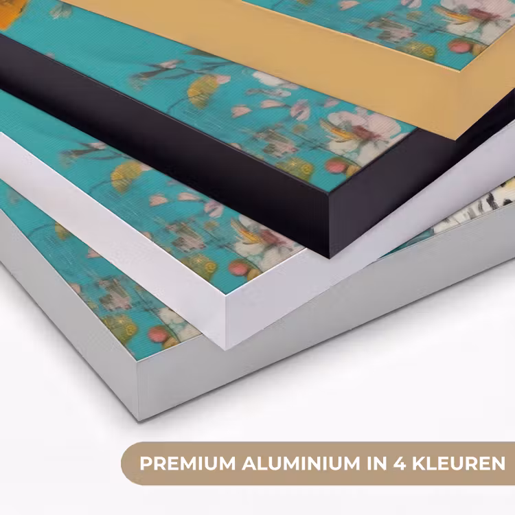 Luipaard - Bloemen - Kroon Textielframe zwart klein -USP_kleurenNL