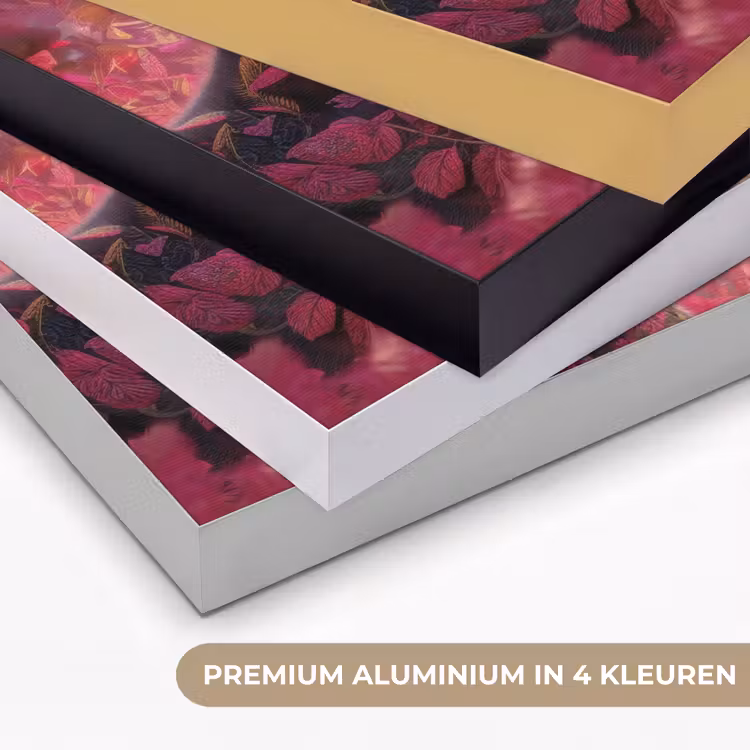 Luipaard - Bloemen - Roze Textielframe zwart klein -USP_kleurenNL