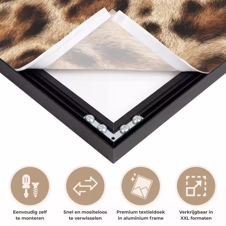 Luipaard - Bruin - Vacht Textielframe zwart klein 947 -USP_closeupNL