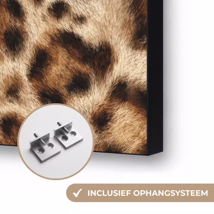 Luipaard - Bruin - Vacht Textielframe zwart klein 947 -USP_ophangsysteemNL