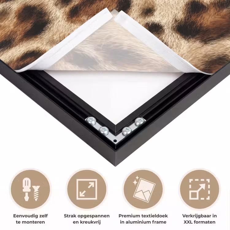 Luipaard - Bruin - Vacht Textielframe zwart klein 947 -USP_feed_closeupNL
