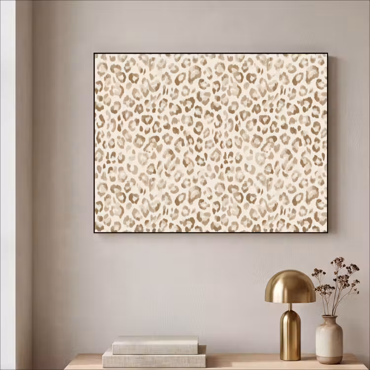Luipaard - Klassiek - Beige Textielframe zwart klein 947 -sfeer2