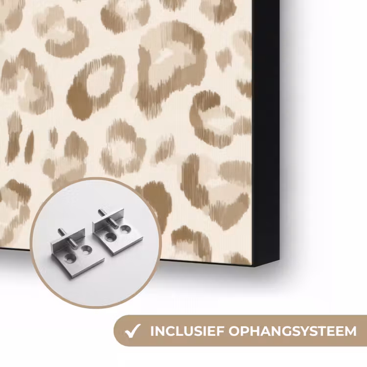 Luipaard - Klassiek - Beige Textielframe zwart klein 947 -USP_ophangsysteemNL