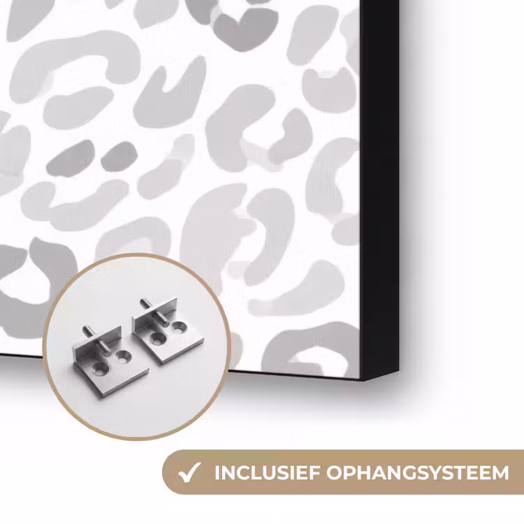 Luipaard - Motief - Grijs Textielframe zwart klein 947 -USP_ophangsysteemNL