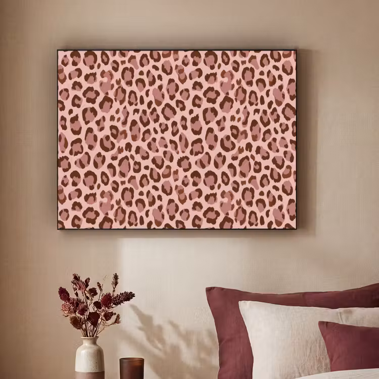 Luipaard - Patroon - Roze Textielframe zwart klein 947 -sfeer1