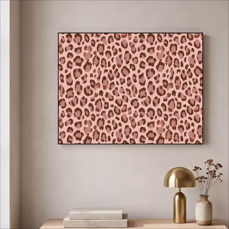 Luipaard - Patroon - Roze Textielframe zwart klein 947 -sfeer2