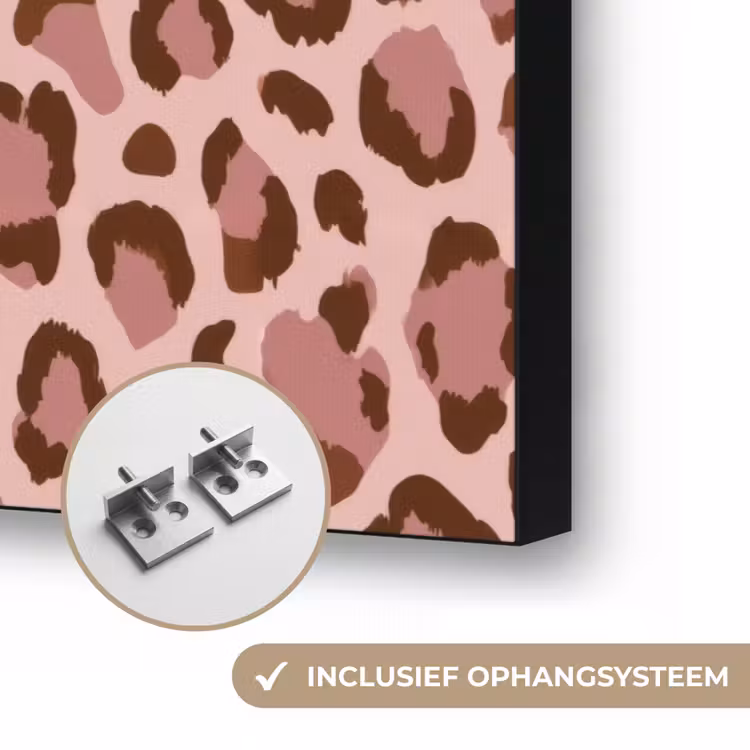 Luipaard - Patroon - Roze Textielframe zwart klein 947 -USP_ophangsysteemNL