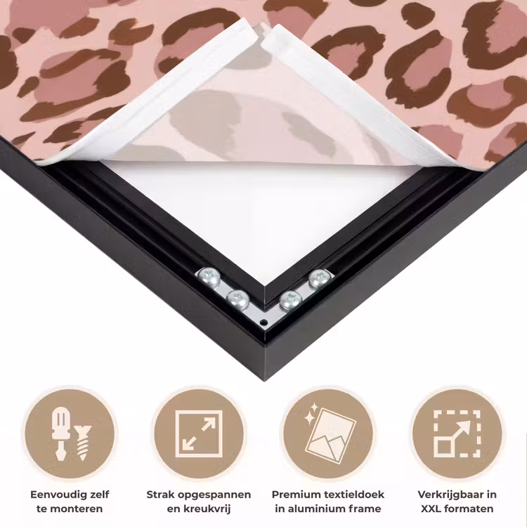 Luipaard - Patroon - Roze Textielframe zwart klein 947 -USP_feed_closeupNL