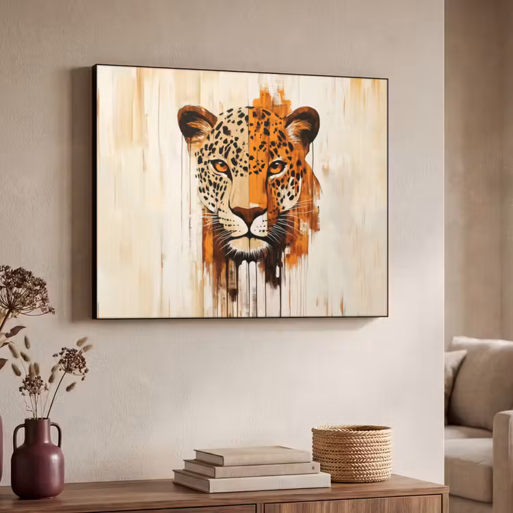 Luipaard - Symmetrisch - Strepen Textielframe - compleet frame klein -sfeer3