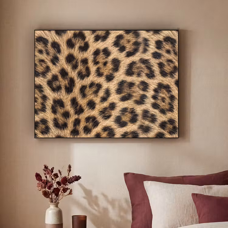 Luipaard - Vacht - Klassiek - Bruin Textielframe zwart klein -sfeer1