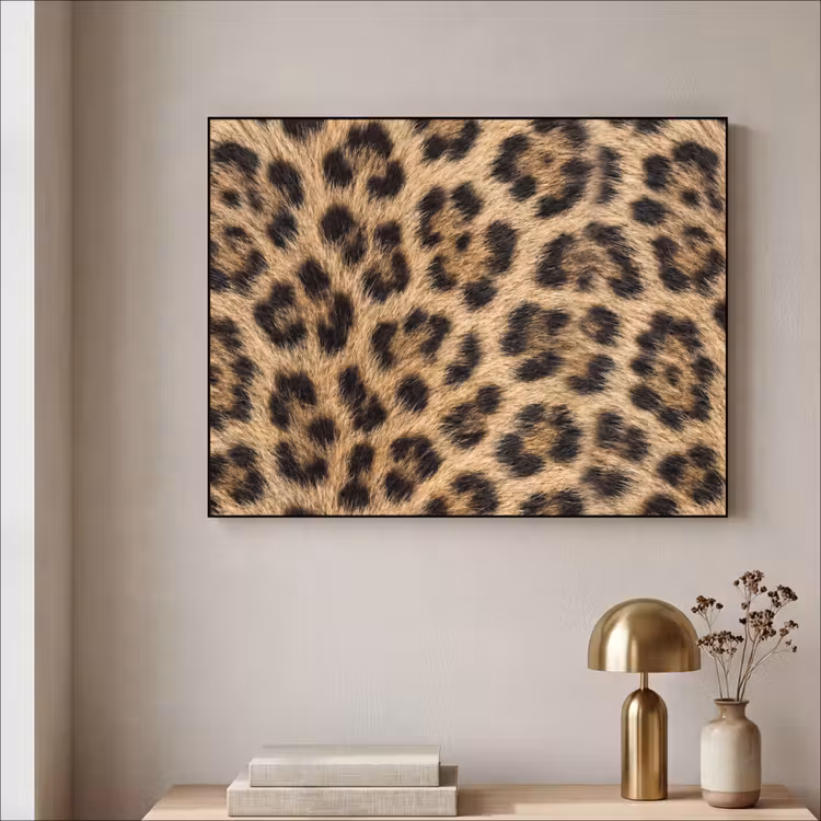 Luipaard - Vacht - Klassiek - Bruin Textielframe zwart klein -sfeer2