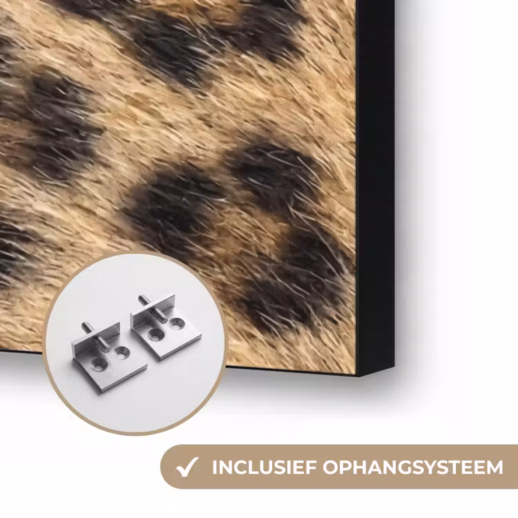 Luipaard - Vacht - Klassiek - Bruin Textielframe zwart klein -USP_ophangsysteemNL
