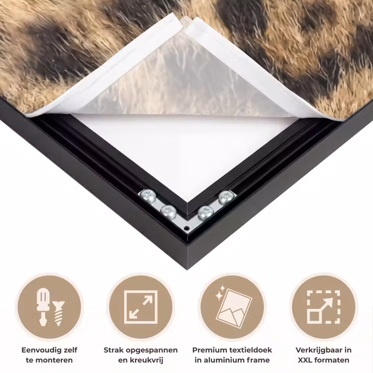 Luipaard - Vacht - Klassiek - Bruin Textielframe zwart klein -USP_feed_closeupNL
