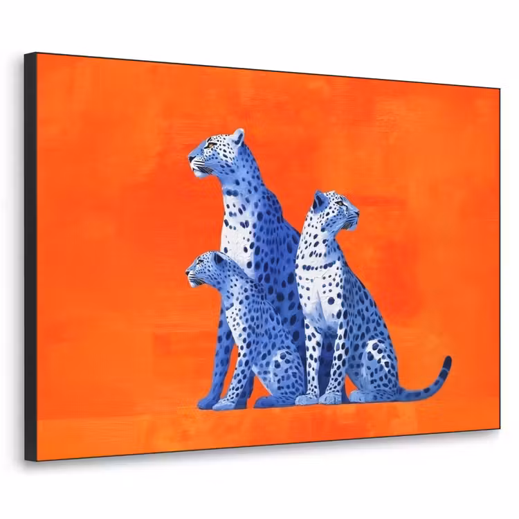 Luipaarden - Stippen - Oranje Textielframe - compleet frame klein -3d