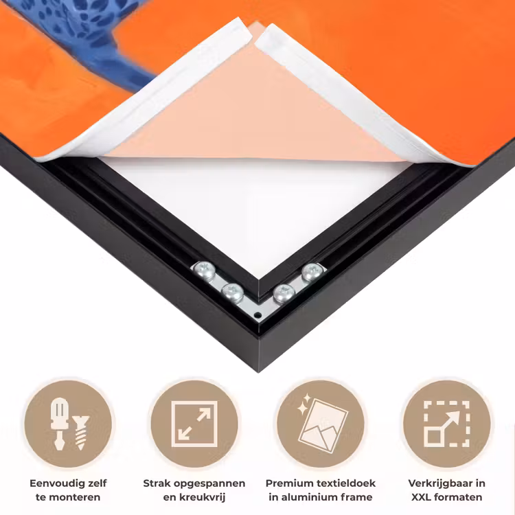 Luipaarden - Stippen - Oranje Textielframe zwart klein -USP_feed_closeupNL