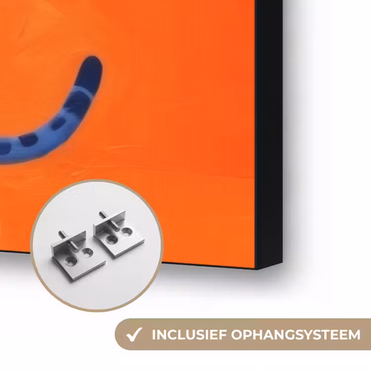Luipaarden - Stippen - Oranje Textielframe zwart klein -USP_ophangsysteemNL