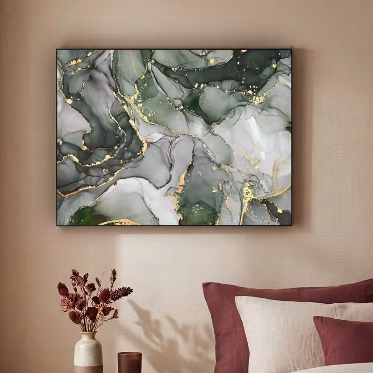Luxe - Marmer - Groen Textielframe zwart klein -sfeer1