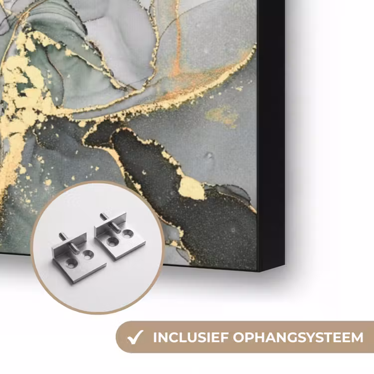Luxe - Marmer - Groen Textielframe zwart klein -USP_ophangsysteemNL