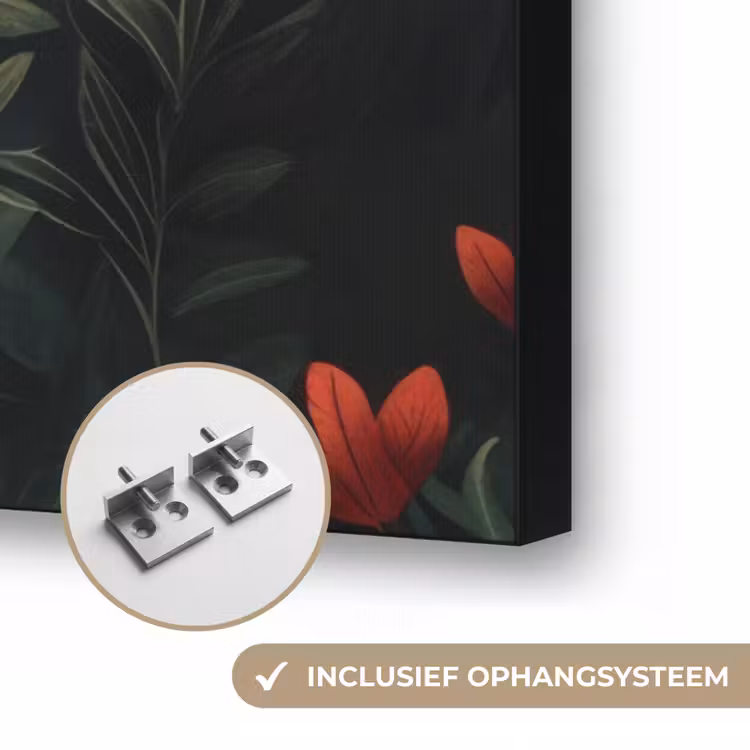 Maan - Bloemen - Nachthemel Textielframe zwart klein -USP_ophangsysteemNL