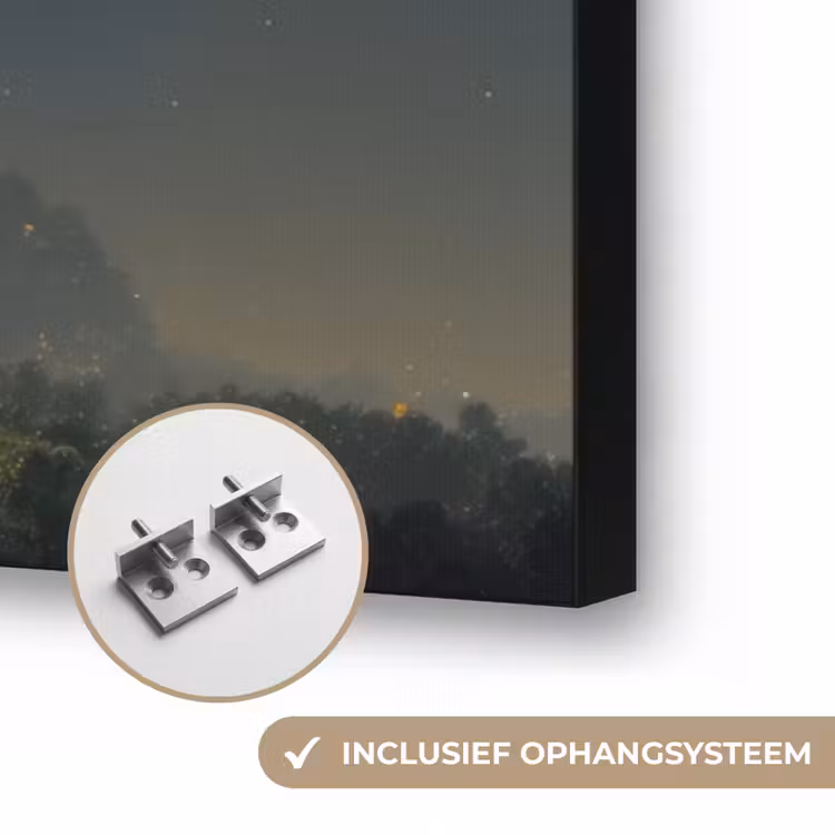 Maan - Bomen - Rust Textielframe zwart klein -USP_ophangsysteemNL