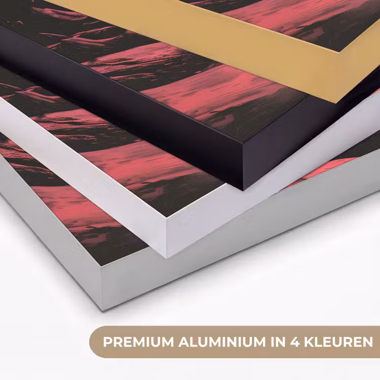 Maan - Felroze - Bergen - Rivier Textielframe zwart klein -USP_kleurenNL