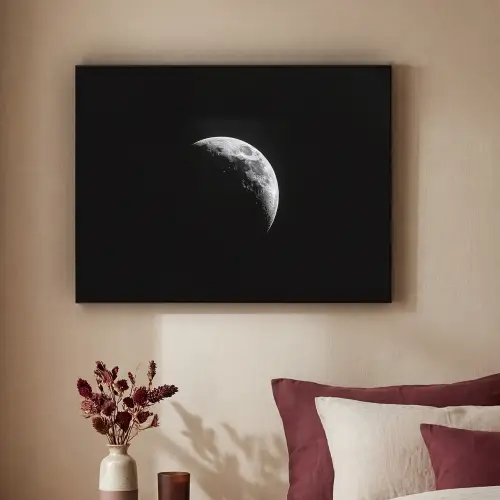 Maan - Hemel - Zwart - Schaduw Textielframe zwart klein -sfeer1