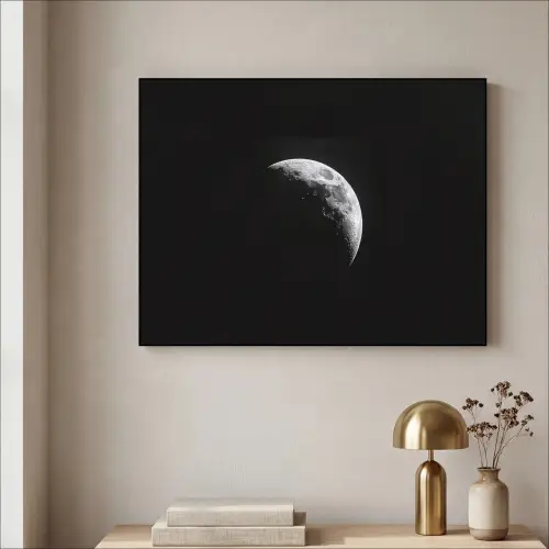 Maan - Hemel - Zwart - Schaduw Textielframe - compleet frame klein -sfeer2