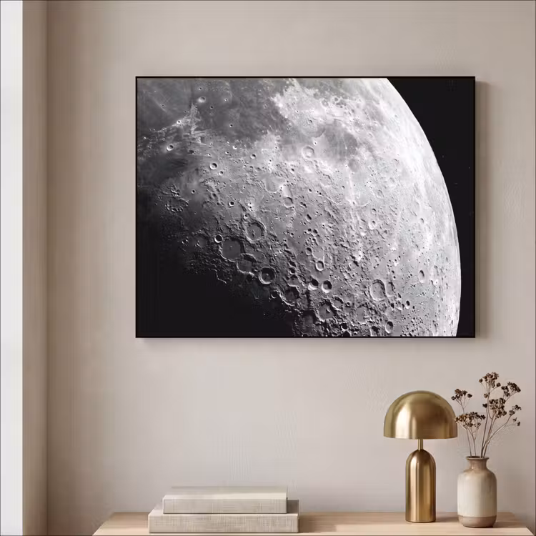Art frame - Maan - Kraters - Ruimte - Maan - Kraters - Ruimte Textielframe zwart klein