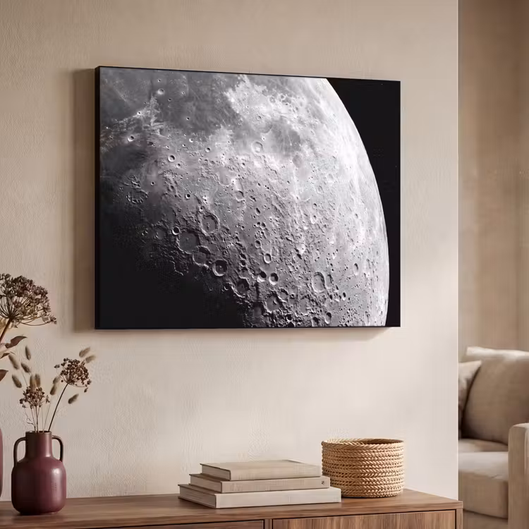 Art frame - Maan - Kraters - Ruimte - Maan - Kraters - Ruimte Textielframe zwart klein