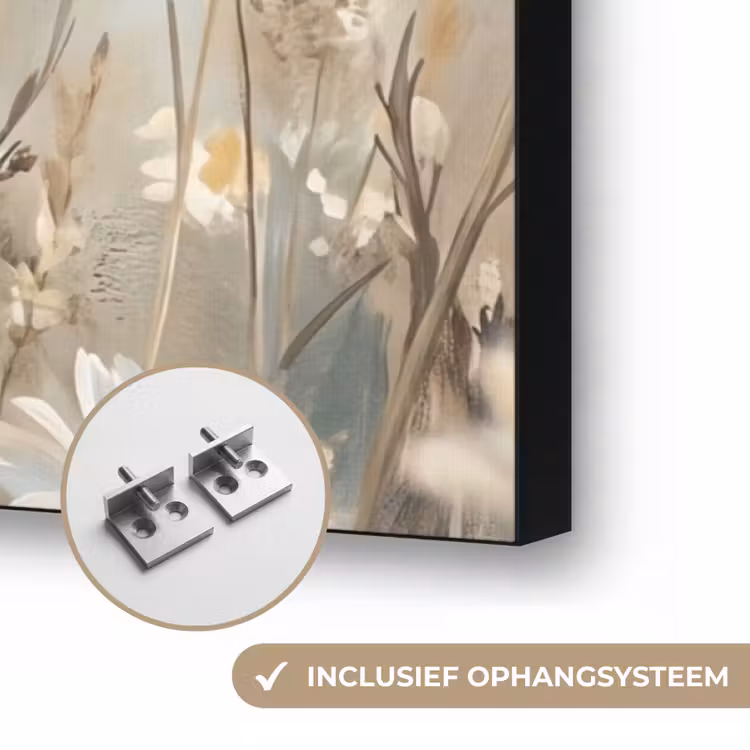 Madelief - Illustratie - Wit Textielframe zwart klein -USP_ophangsysteemNL
