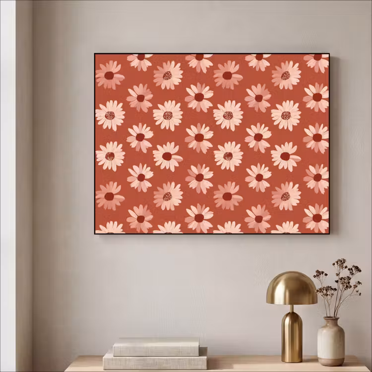 Madelief - Retro - Terracotta Textielframe zwart klein 947 -sfeer2