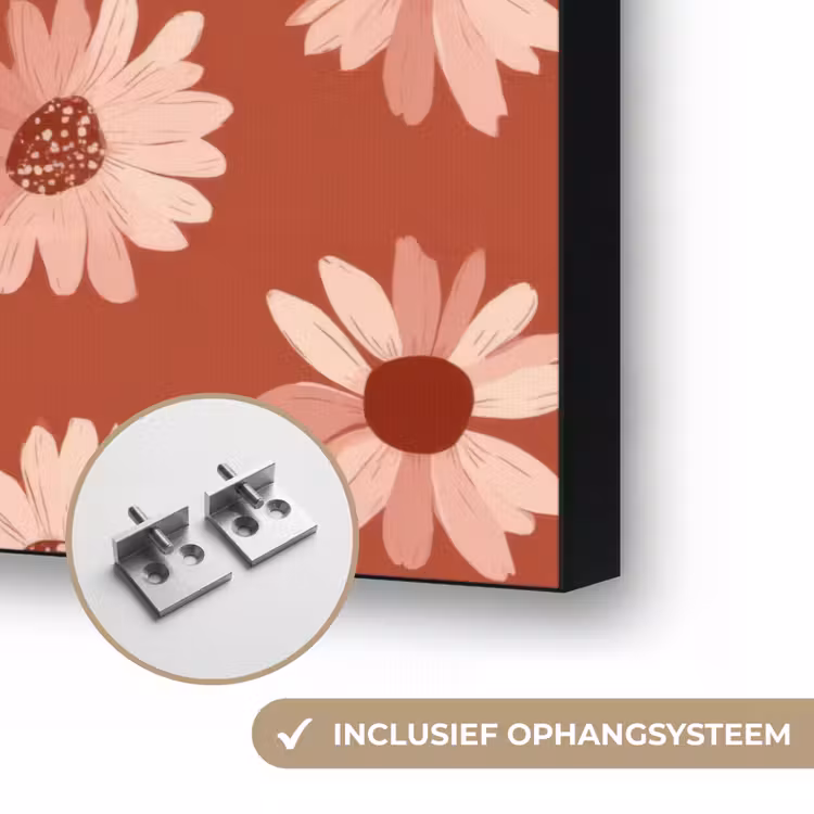 Madelief - Retro - Terracotta Textielframe zwart klein 947 -USP_ophangsysteemNL
