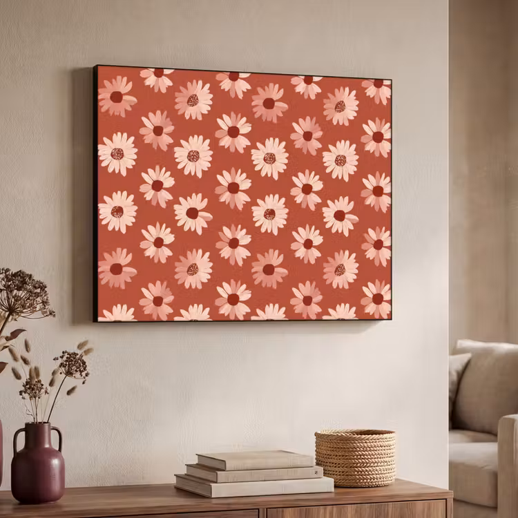 Madelief - Retro - Terracotta Textielframe zwart klein 947 -sfeer3