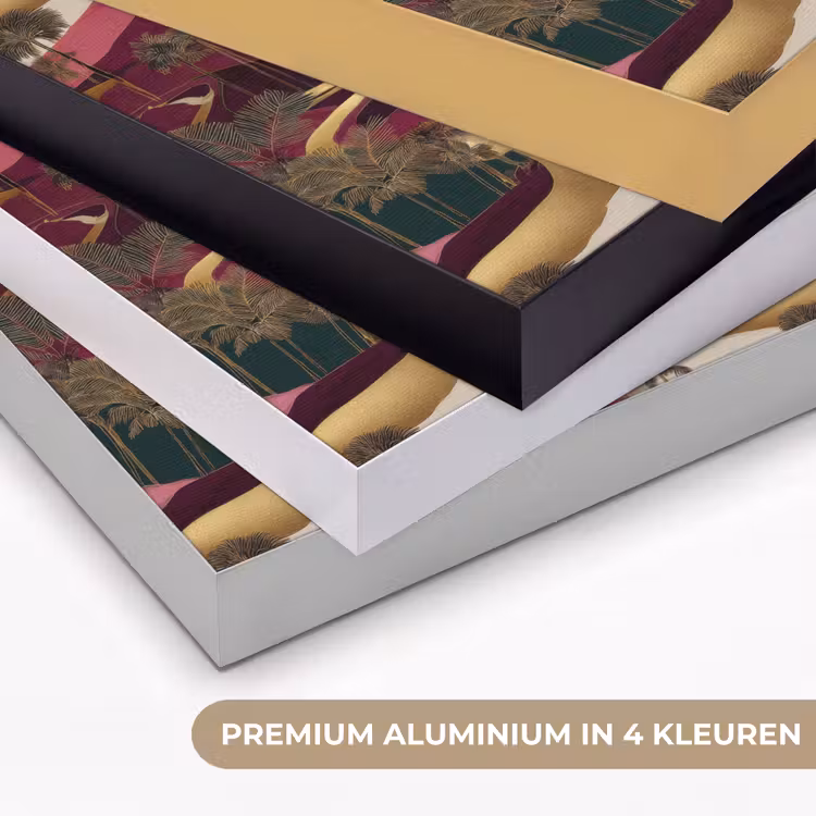 Magisch - Palmbomen - Goud Textielframe zwart klein 947 -USP_kleurenNL
