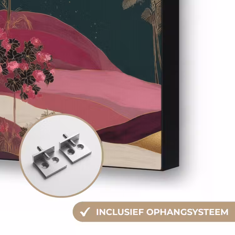 Magisch - Palmbomen - Goud Textielframe zwart klein 947 -USP_ophangsysteemNL