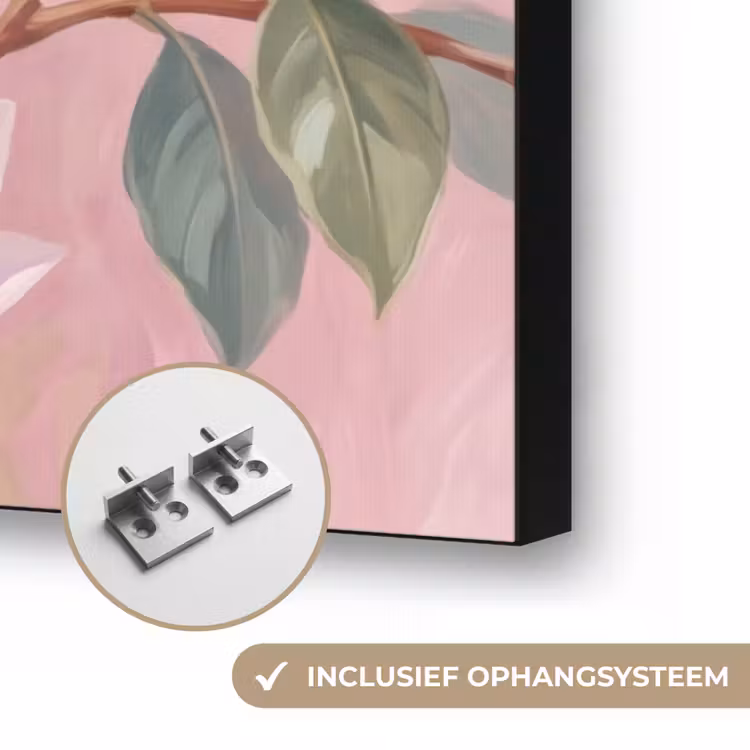 Magnolia's - Patroon - Roze Textielframe zwart klein -USP_ophangsysteemNL