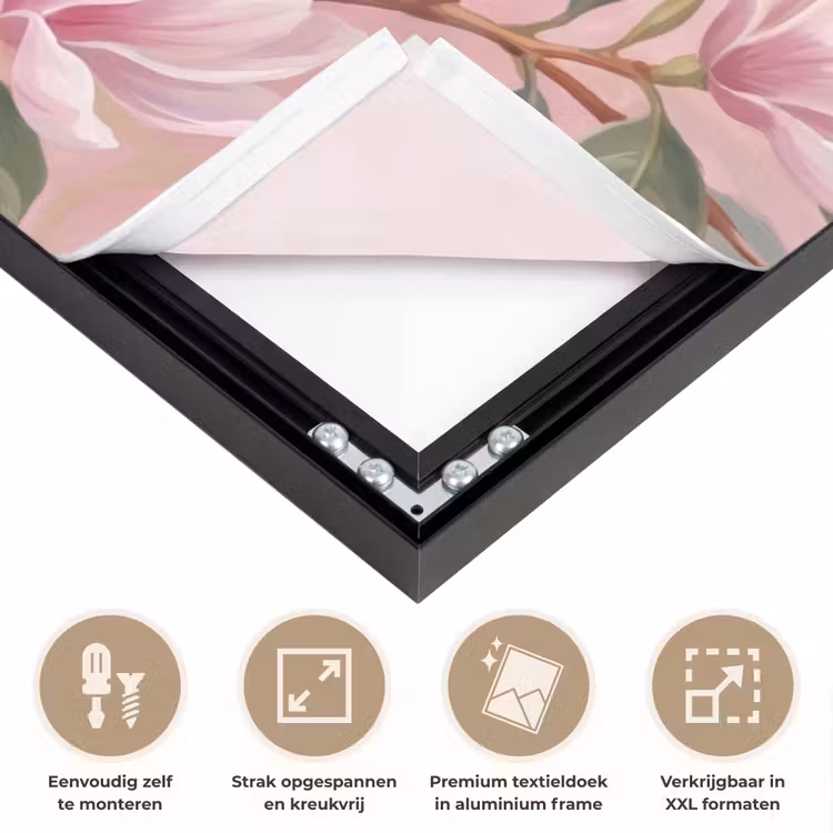 Magnolia's - Patroon - Roze Textielframe zwart klein -USP_feed_closeupNL