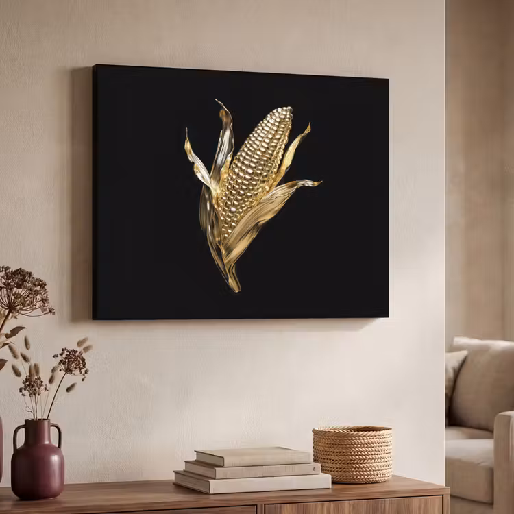 Mais - Eten - Goud - Zwart Textielframe - compleet frame klein -sfeer3