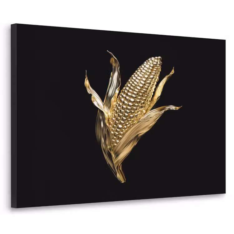 Mais - Eten - Goud - Zwart Textielframe zwart klein -3d