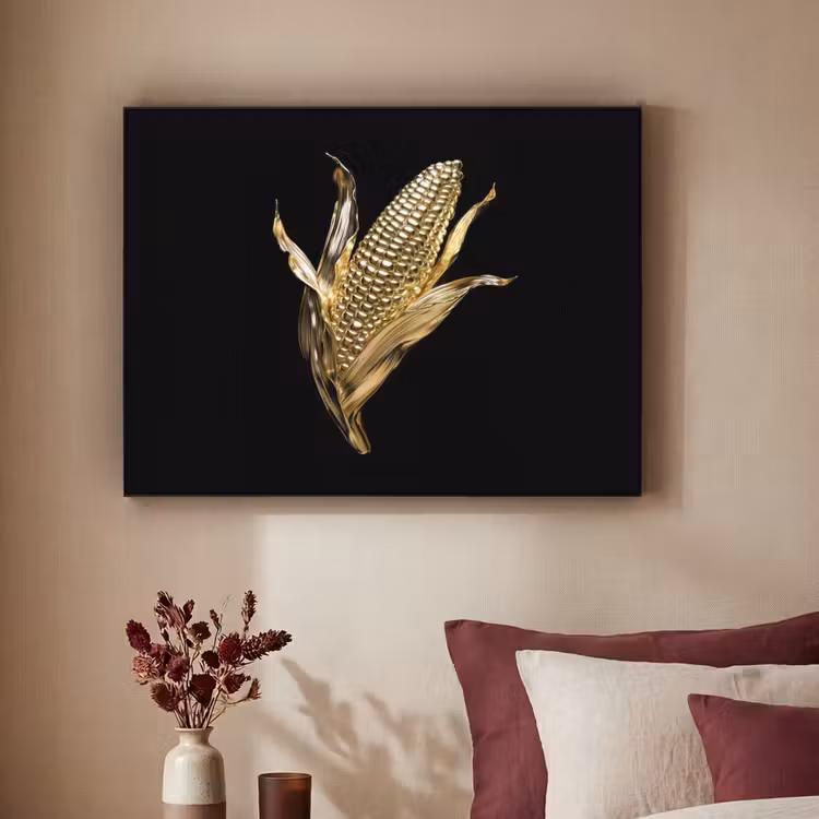 Mais - Eten - Goud - Zwart Textielframe zwart klein -sfeer1