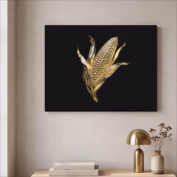 Mais - Eten - Goud - Zwart Textielframe - compleet frame klein -sfeer2