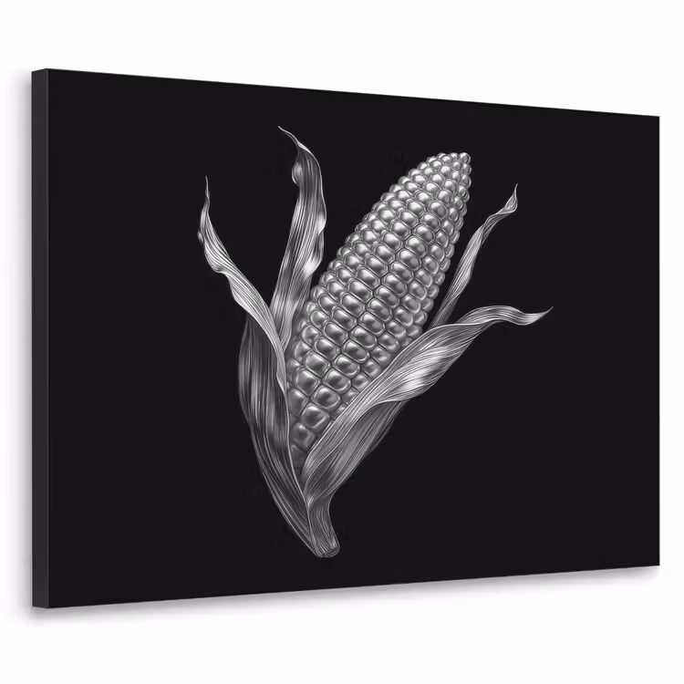 Maïskolf - Glanzend metaal - Elegant Textielframe - compleet frame klein -3d