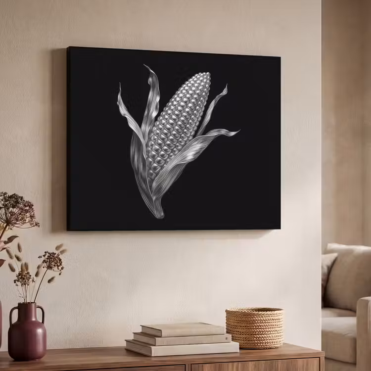 Maïskolf - Glanzend metaal - Elegant Textielframe zwart klein -sfeer3