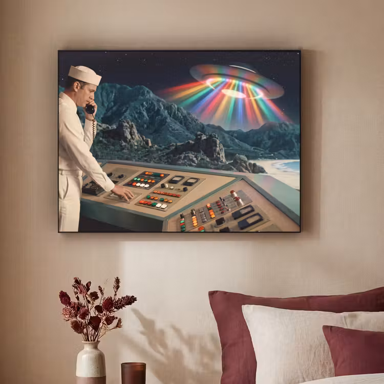 Art frame - Man - Controlekamer - Strand - Man - Controlekamer - Strand Textielframe zwart klein