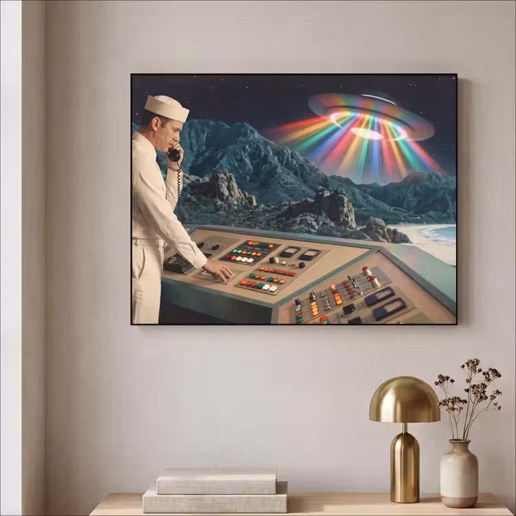 Art frame - Man - Controlekamer - Strand - Man - Controlekamer - Strand Textielframe zwart klein