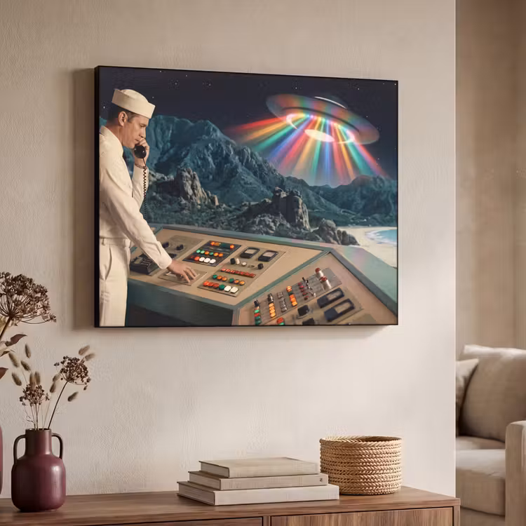 Art frame - Man - Controlekamer - Strand - Man - Controlekamer - Strand Textielframe zwart klein